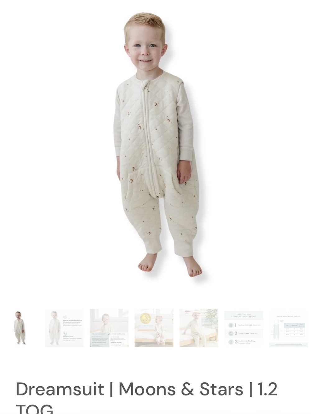 Dreamsuit Moons & Stars Kids Sleep Sack - Cream